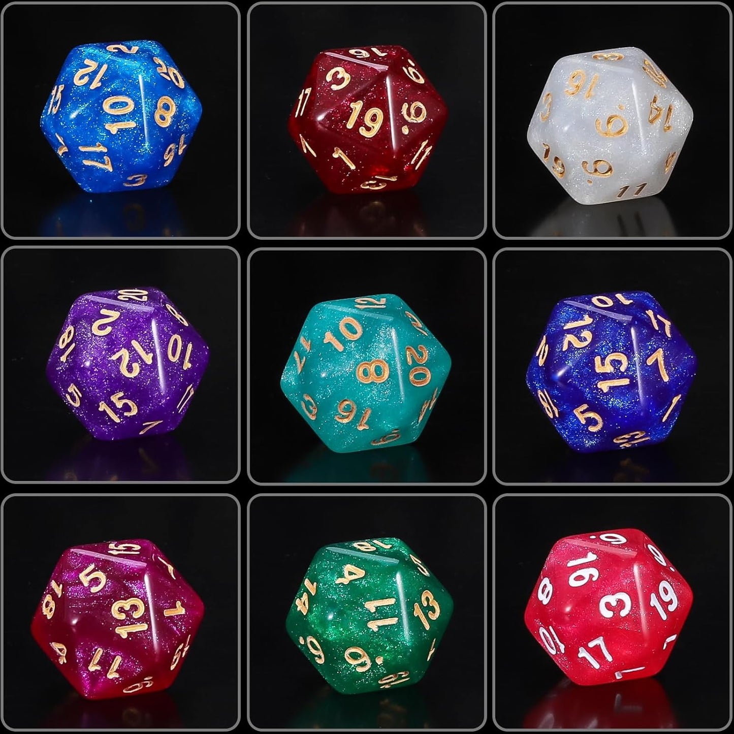 QMay DND Dice Set 10x7 (70 Pieces) Polyhedral Dice for Dungeons and Dragons D&D RPG MTG Role Playing Games with 1 Drawstring Bag