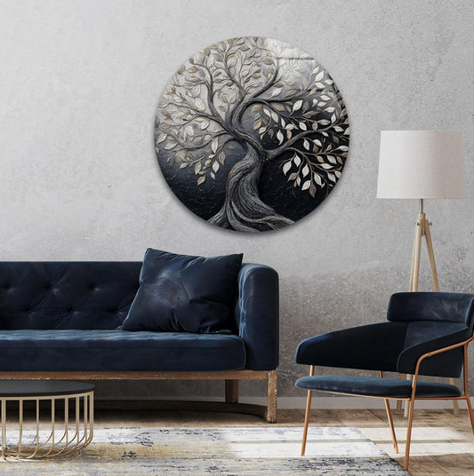 My Photostation.com 27.5''(70cm) Diameter Twilight Tree of Life Round Glass Wall Art Tempered Glass Printing Wall Decor Large Wall Art Wall Hangings