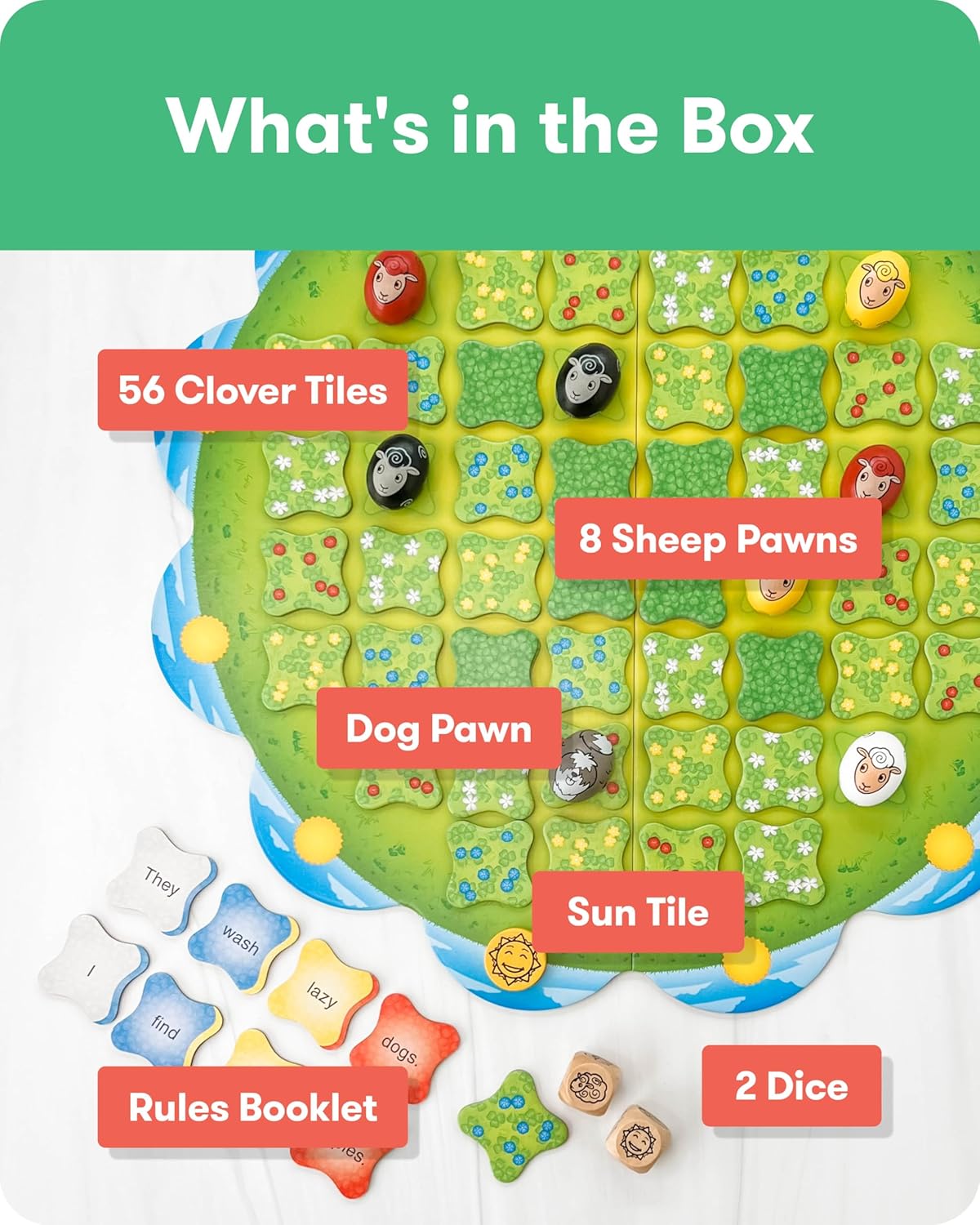 SimplyFun Clover Leap - Educational Vocabulary Game - Sentence Building for Kids, Develop Sentence Structure & Vocabulary Skills, Fun Learning Game for Families - 2-4 Players, Ages 5 & Up