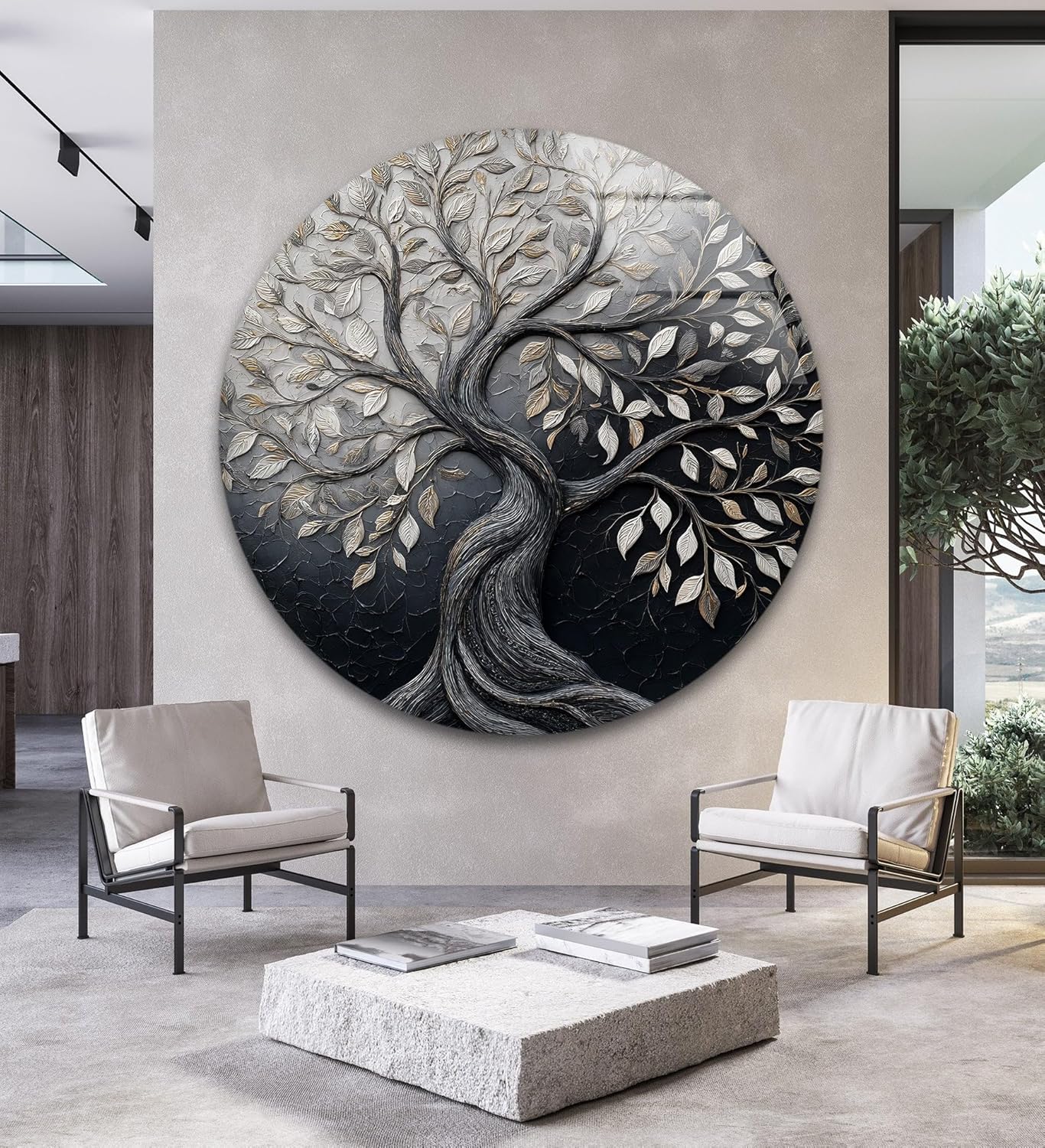 My Photostation.com 15.8''(40cm) Diameter Twilight Tree of Life Round Glass Wall Art Tempered Glass Printing Wall Decor Large Wall Art Wall Hangings